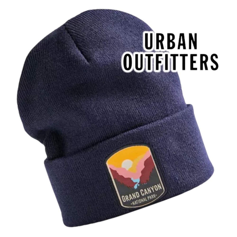 UO Navy Grand Canyon National Park Beanie Unisex Patch Embroidered Snow Cap NWT